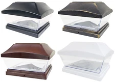 8 Black / Bronze / Brown / White 6 x 6 Solar Post Lights Outdoor Cap Fence Lamp