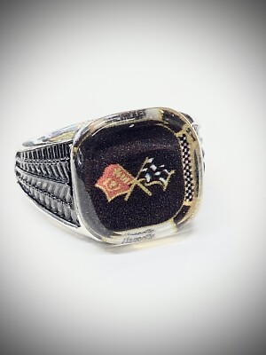MENS  Ring STAINLESS STEEL With Plastic CORVETTE  Symbol Size 10