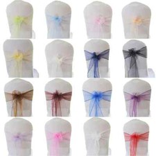 50/100pcs Organza Chair Sashes Bow Knot for Wedding Party Event Decoration
