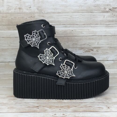 Sapato Demonia Creeper-615 Barata - Sapato Gotica Masculina Preta