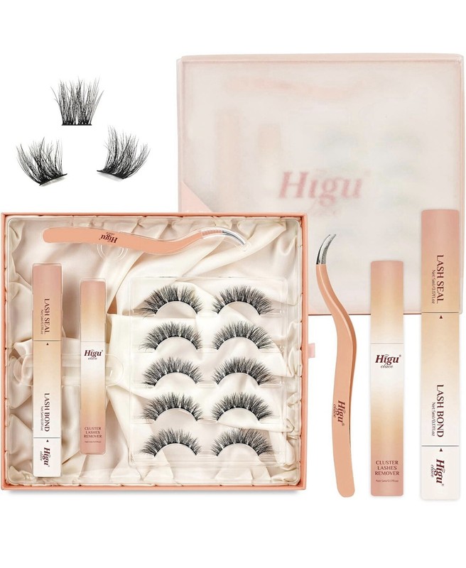 Higu clace DIY Lash Extension Complete Kit, Strip Lash Clusters 5 Pairs,Style01 