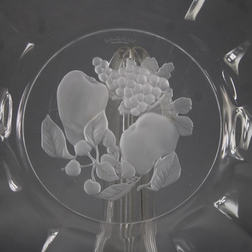 St Lambert Brussels Etched Fruit Crystal 13" Plate - Picture 2 of 12