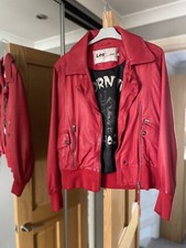 Lee Red Biker Leather Jacket Size M