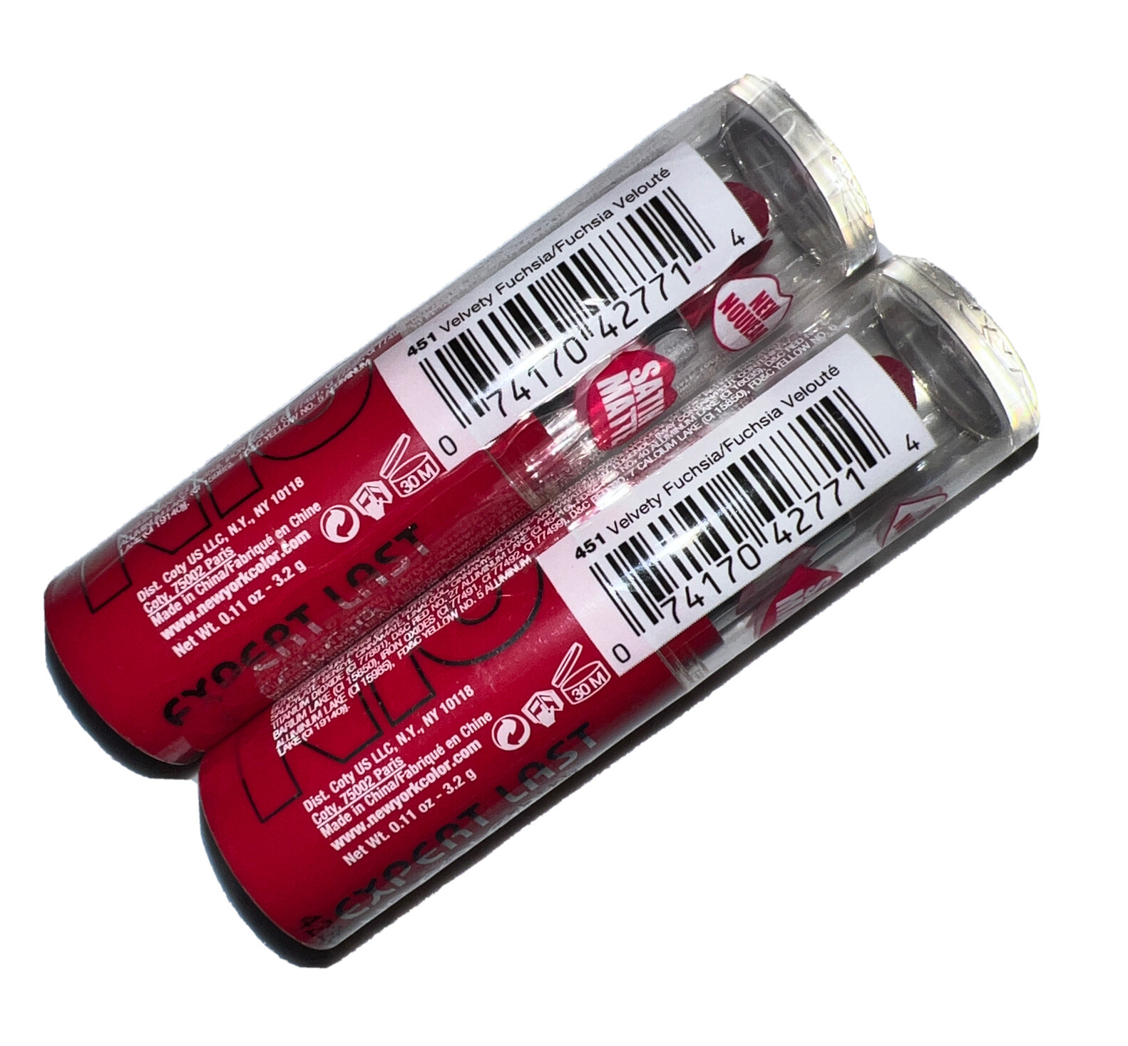 (Pack Of 2) New York Color Expert Last Lip Color #451 Velvety Fuchsia New/Sealed