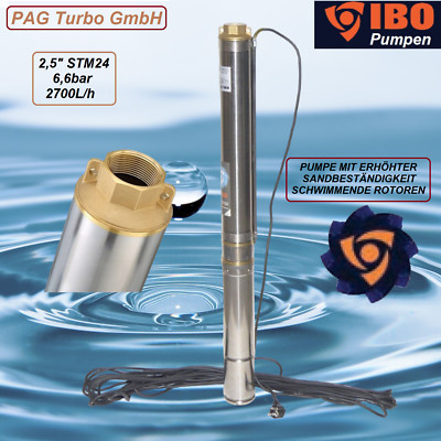 2,5'' STM24 Tiefbrunnenpumpe sandverträglich bis 5%   370W - 6,6bar - 2700l/h