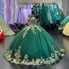 Green Quinceanera Dresses Pageant Birthday Party Event Seuqin Custom Ball Gowns*