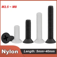 Nylon Phillips Machine Screws M2 M2.5 M3 M4 M5 M6 M8 Countersunk Flat Head Bolts