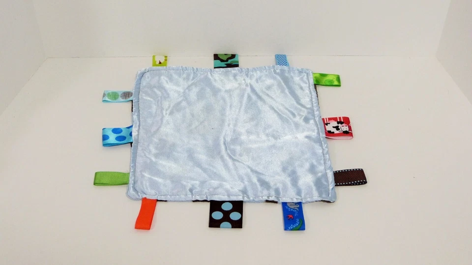 Hecho a mano Lovey con etiquetas azul con diseño de cuero de vaca marrón animal de granja dinosaurio camuflaje usado en excelente estado Foto 2 de 2