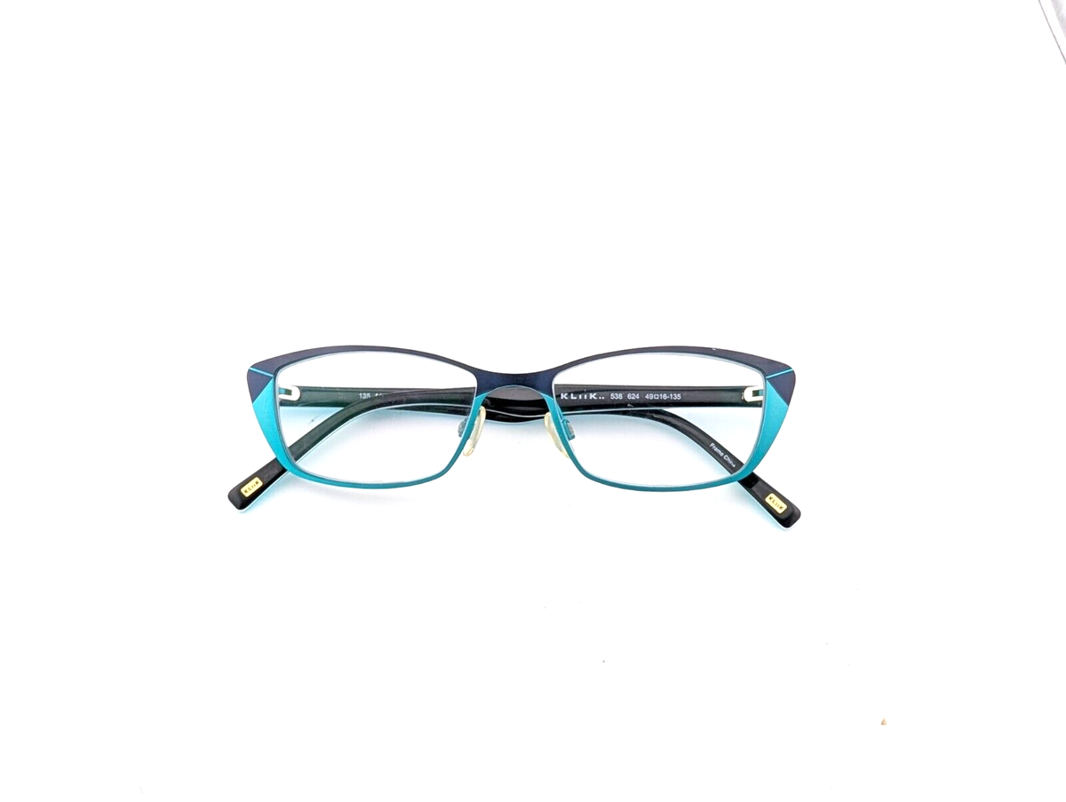 Kliik Eyeglasses, Frames Only, 538 624, 49-16-135, Metal, Turquoise/Black