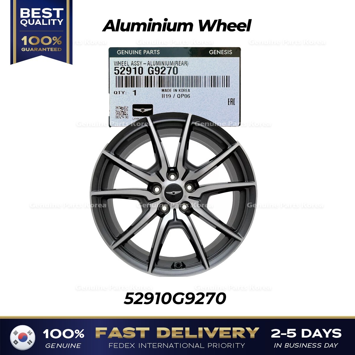 ⭐Genuine⭐ Rear Aluminium Wheel 52910G9270 for Hyundai Genesis