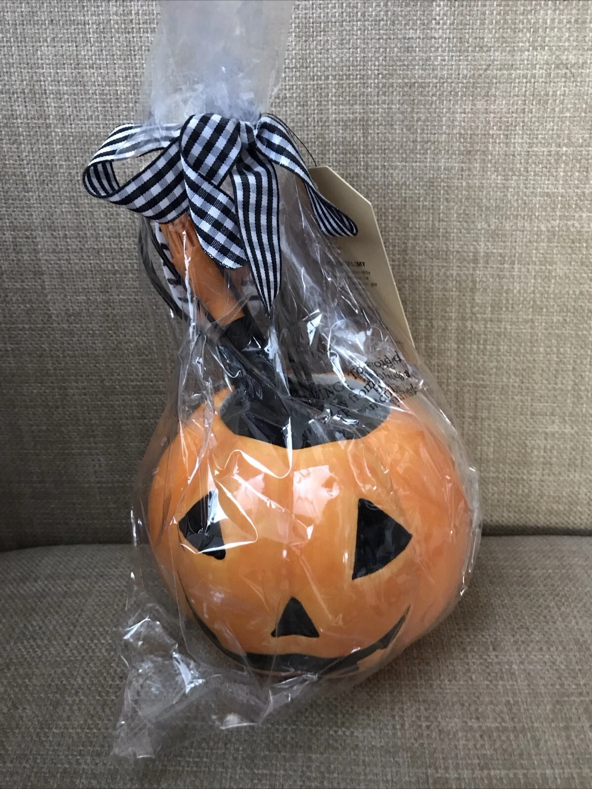 CWC Ceramic 5 In Mini Pumpkin Utensil Holder Whisk Spatula Brush 4 Pc Set NEW