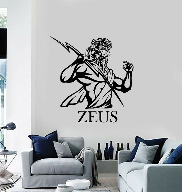 Vinyl Wall Decal Zeus God Lightning Bolts Ancient Greek Myth Stickers