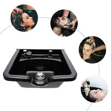 ABS Salon Shampoo Bowl Black Beauty Hair Equipment Backwash Sink Wall Mounted