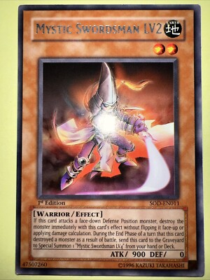 YuGiOh SOD-EN011 Mystic Swordsman LV2 Ultimate Rare 1st YuGiOh SOD-EN011 Mystic Swordsman LV2 Ultimate Rare 1st