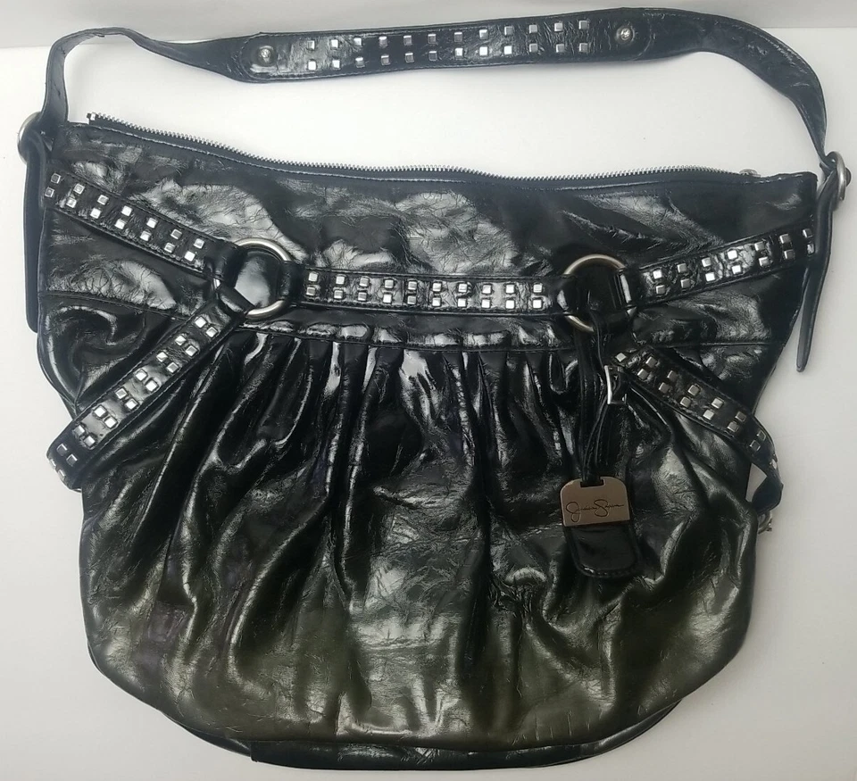 Jessica Simpson two tone Hand Bag / Purse. Black / Dark Green. Pre owned.   - Image 2 of 4