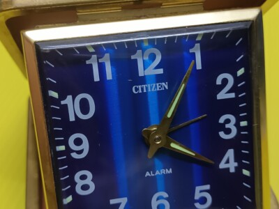 Vintage Blue Citizen Travel Alarm Clock - ASSEMBLED IN KOREA