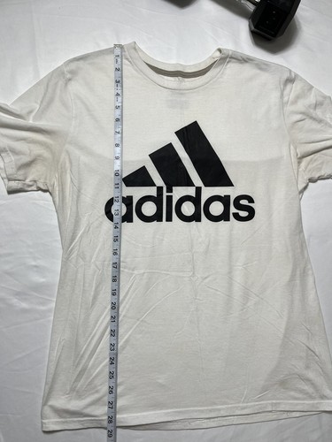 adidas Essentials Big Logo Mens Tee T-Shirt L White/Black #B-830 - Picture 2 of 6