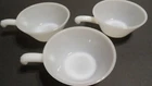 Vintage Fire King White Milk Glass Chili Soup Lug Handle Bowls Set of 3 USA