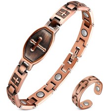 Pure Copper Bracelets  Rings for Women, Ultra Strength Magnetic Bracelet wit...