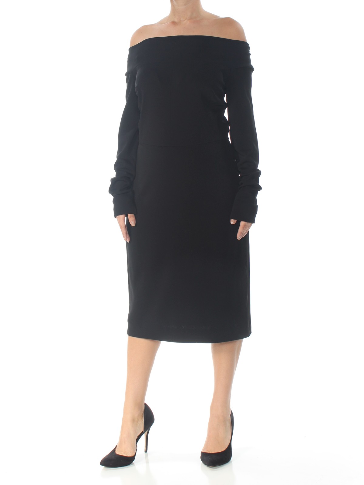 NARCISO RODRIGUEZ Womens Black Long Sleeve Below The Knee Dress 48