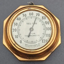 Vintage Germanow-Simon Tel-Tru Room Thermometer Wall Hanging Retro Copper USA