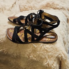 Sam Edelman Women's Black Strappy Lace-Up Sandals US 7.5 EUR 37.5