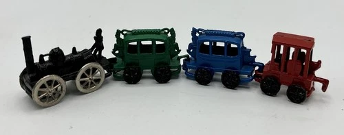 JAPAN Multicolored Metal Mini Train: Locomotive & 3 Cars - 12cm - VGC