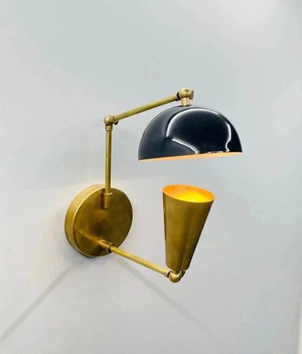 Italian Light Brass Beautiful Stilnovo Lamp Metal Wall Sconce Mid Century 1950's