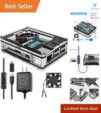 Case for Raspberry Pi 3 with Fan Cooling Pi 3B Case with 3 Pcs Heat-Sinks 5V ...