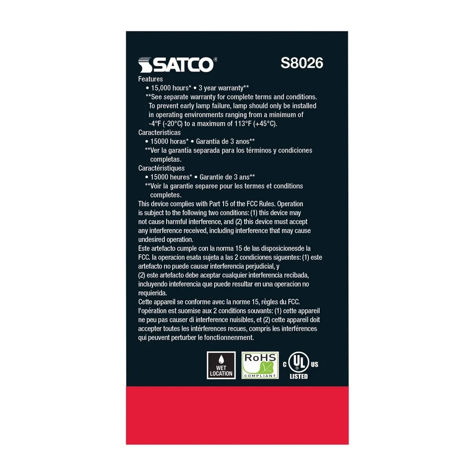 Satco S8026 - 1 Watt LED S14 Outdoor Transparent Orange String Light Bulb (4 PK) - Image 4 of 4