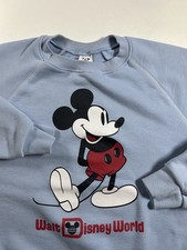 Walt Disney World Mickey Mouse Sweatshirt Light Blue As Is Medium 22.75x24.5 Inc