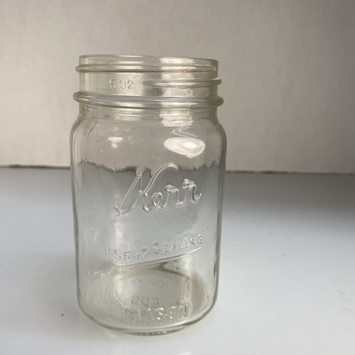 Vintage Kerr Self Sealing Regular Mouth Clear Glass Square Jar Pint No Lid - Picture 2 of 10