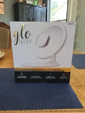 GloTech Foldable Travel LED Mirror, White (J)