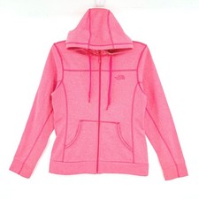 The North Face Women's Pink Heathered Full Zip Fleece Hoodie Sweatshirt Sz Small