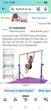 Adjustable 5ft Foldable Gymnastics Bar for Kids Purple with Mat