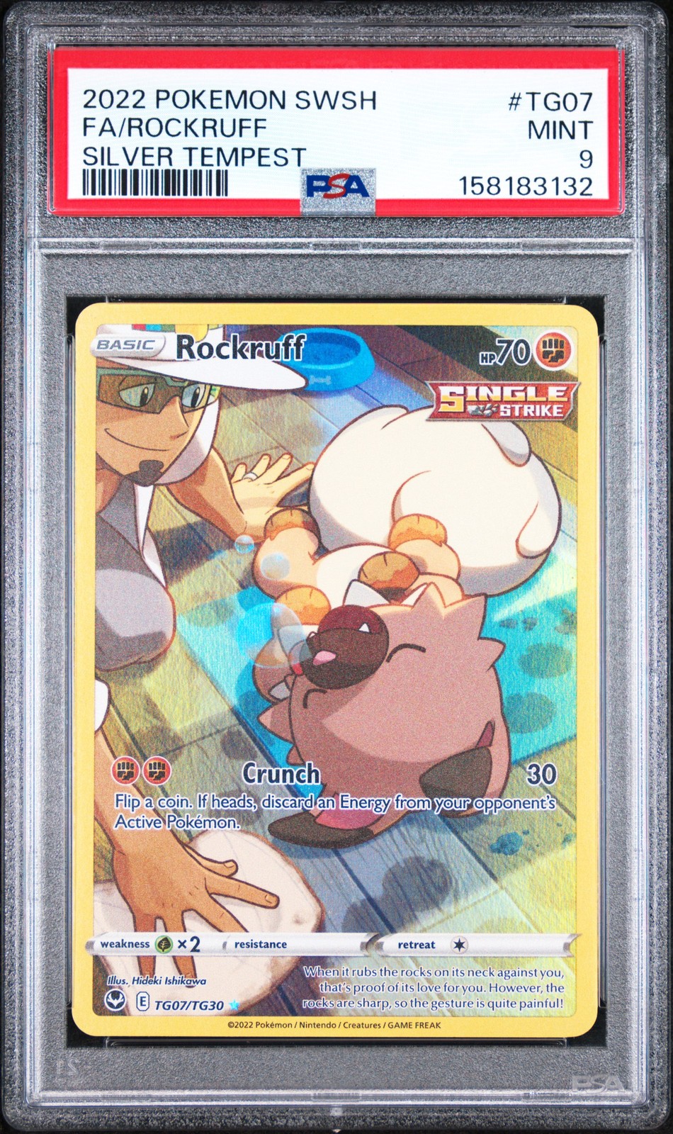 2022 POKEMON SWORD & SHIELD SILVER TEMPEST #TG07 FULL ART/ROCKRUFF PSA 9