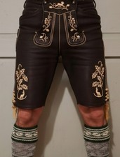 Plattler Tradycyjne spodnie skórzane Laponia Skóra Czarne Gładkie spodnie skórzane M / L 