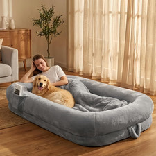 Human Dog Bed for Adults, 71"X43"X10" Faux Fur Giant Human Sized Pet Bed, Waterp