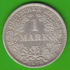 Coin Silver Empire 1 Mark 1876 D IN Vf-Xf Fine Scratch Nice nswleipzig