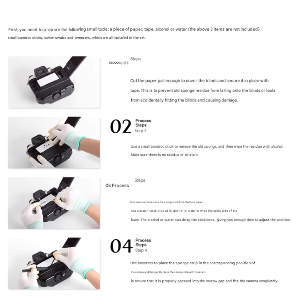 Kit de esponja de repuesto para Ricoh GR1 tira de sellado a prueba de luz de alta densidad Foto 3 de 4