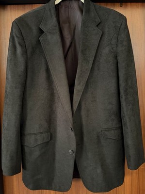 CIRCLE S BLACK FAUX SUEDE COWBOY WESTERN STYLE SPORT COAT BLAZER SIZE 46L EUC!