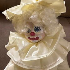 Vintage All Yellow Clown Costume Ruffled Sleeves Collar Cuffs Yellow Hair Stand