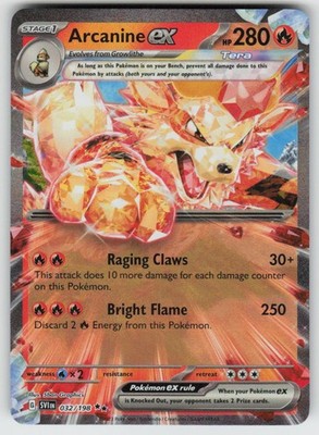 Arcanine ex 032/198 Double Rare Scarlet & Violet Pokemon Holo Near Mint