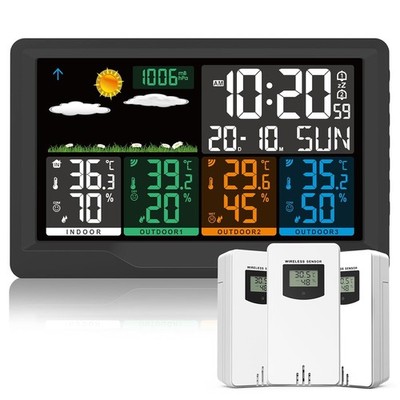 Funk Wetterstation mit 3 Außensensoren Multifunktional