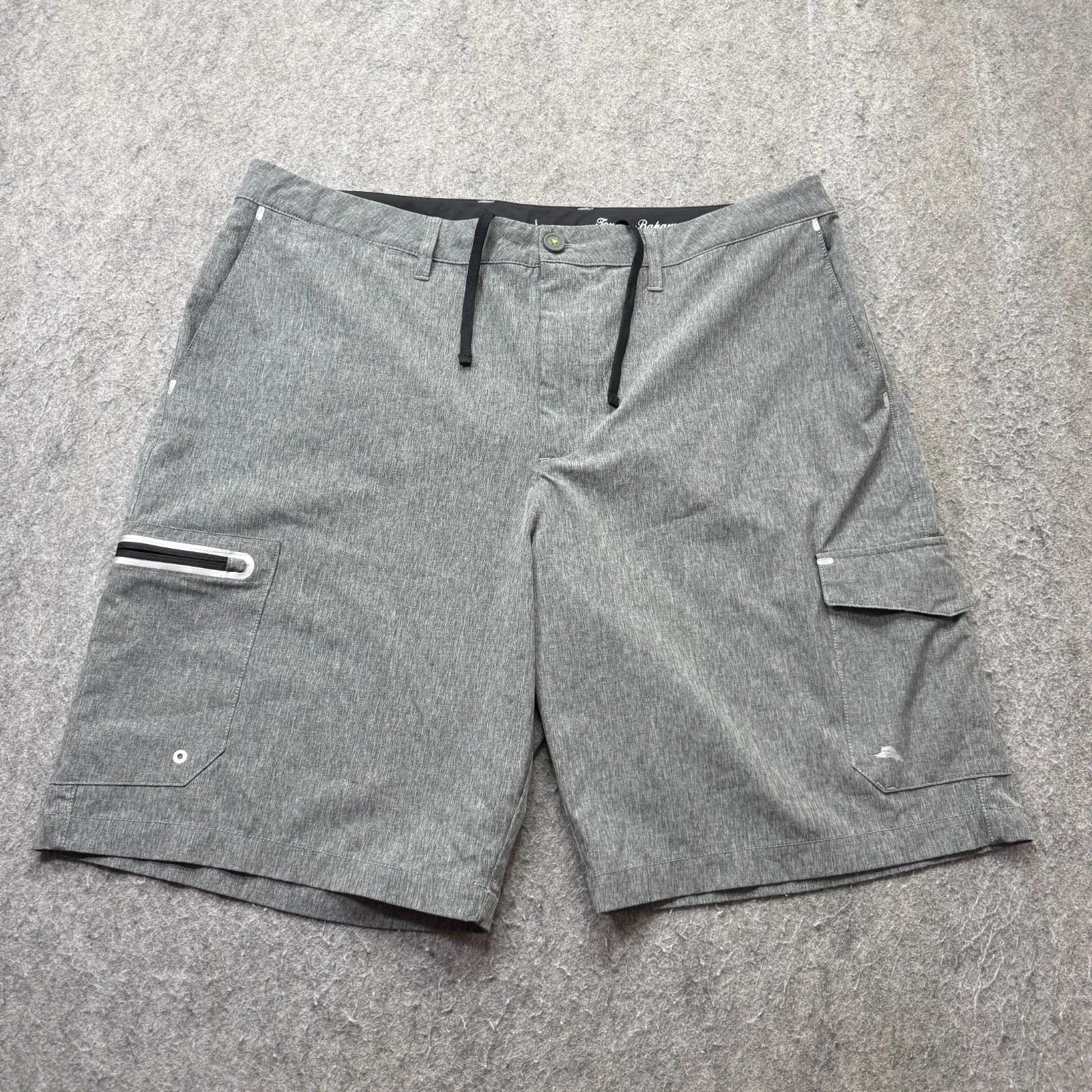Tommy Bahama Cargo Shorts Men 38 Gray Island Active Performance Drawstring 10"