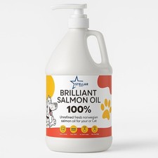 128 oz Pure Wild Alaskan Salmon Oil for Dogs Cats- skin, coat, hips and joints