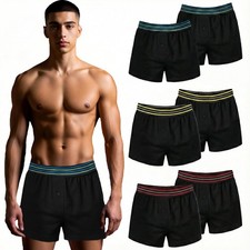Men’s Loose Fit 100% Cotton Boxer Shorts 6-Pack – Super Soft & Elastic Waistband