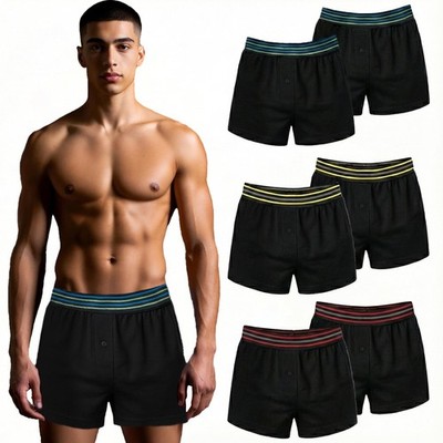 Herren Boxershorts Loose Fit 100% Baumwolle 6er Pack - Super Weich & Elastischer Bund