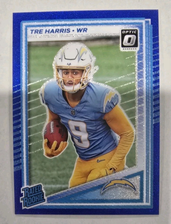 2025 Panini Donruss Optic Tre Harris Blue Glitter Rated Rookie SSP #229 (RC)
