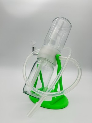 360 Rotating Gravity Bong/Hookah Water Pipe. Neon Lime Green/Clear